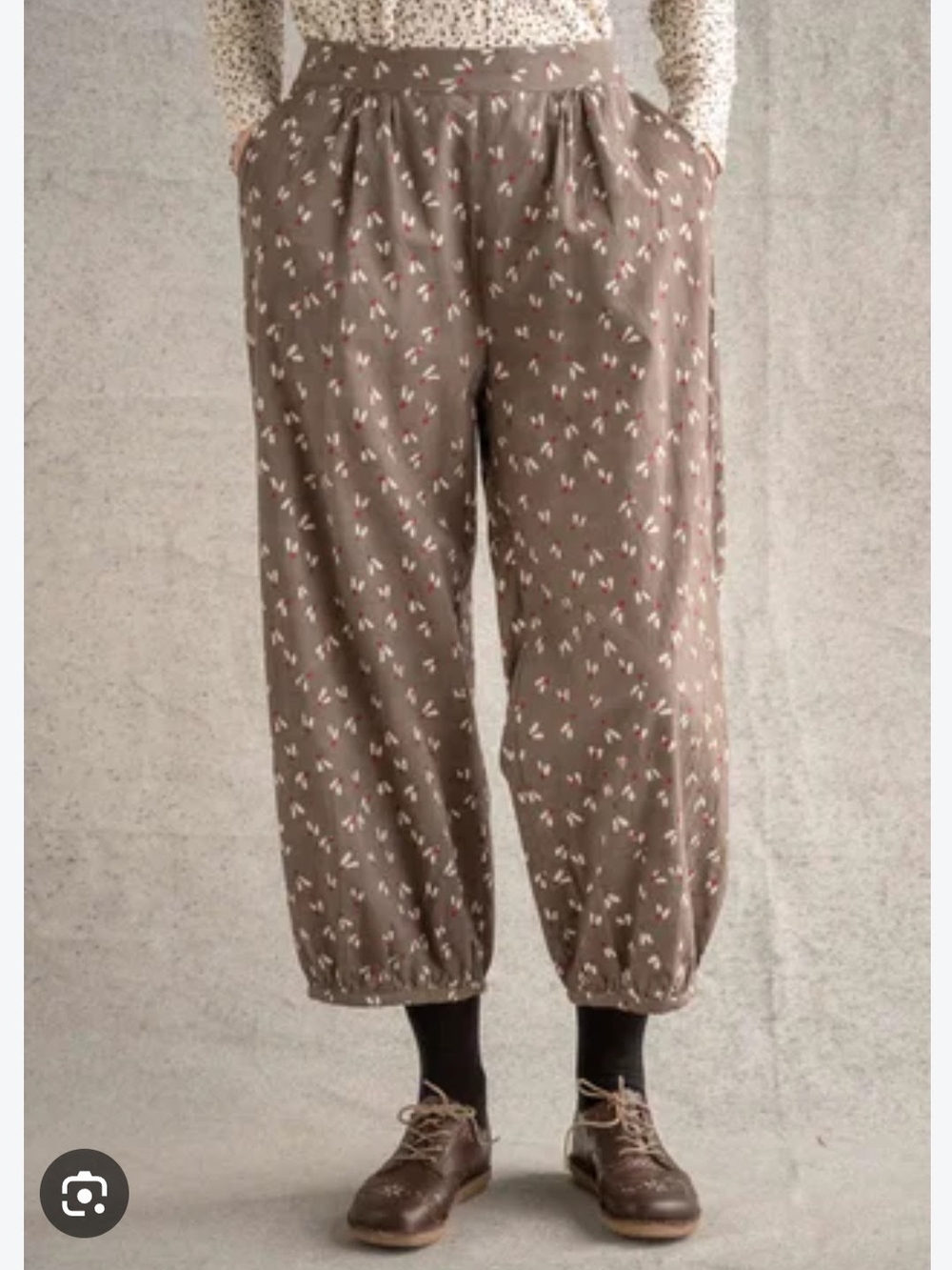 Gudrun Sjoden Tousers Hose Mud Taupe Printed  Organic Cotton Pants Size M